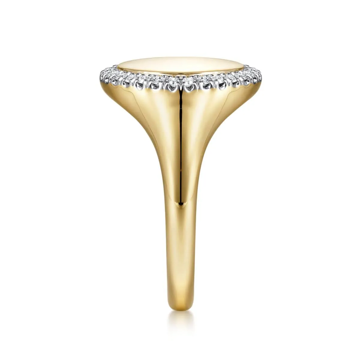 14K Yellow Gold Pinky Signet Ring with Diamond Halo - LR51521Y45JJ
