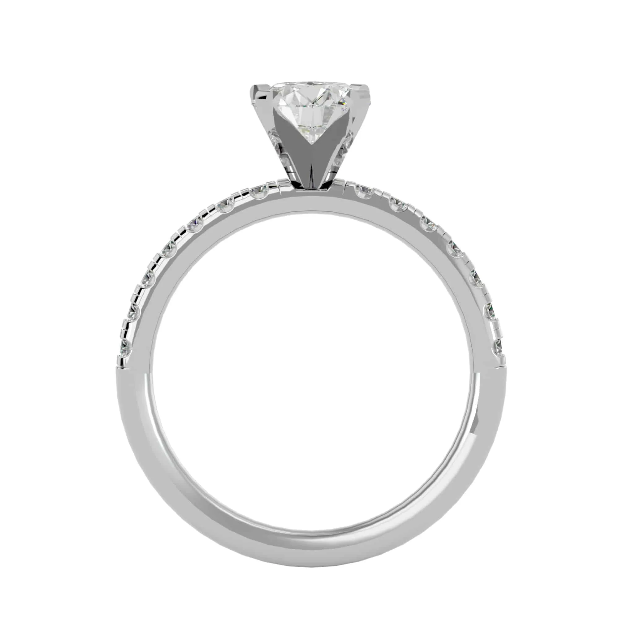 1.56ct 4 Claws Pave Engagement Ring