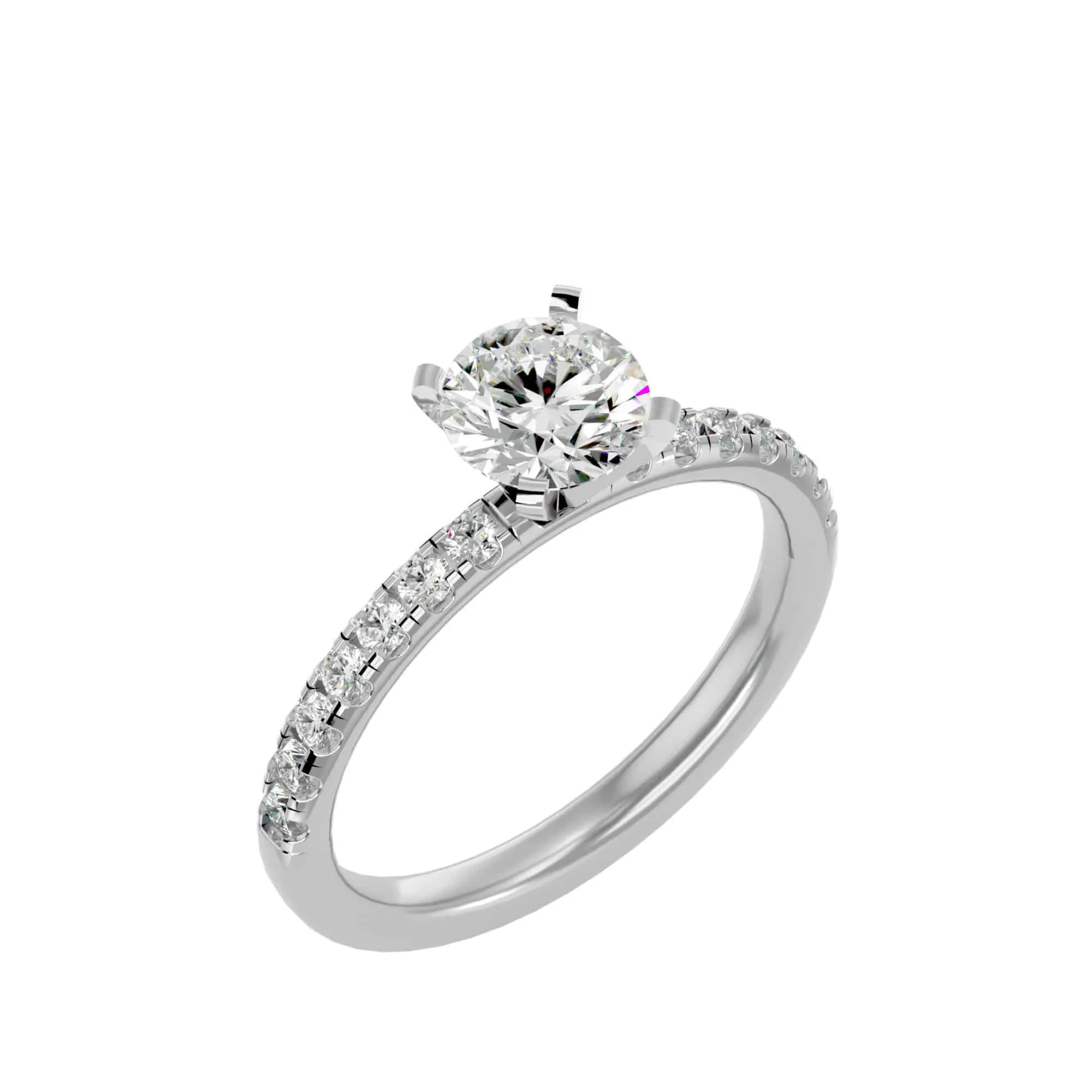 1.56ct 4 Claws Pave Engagement Ring