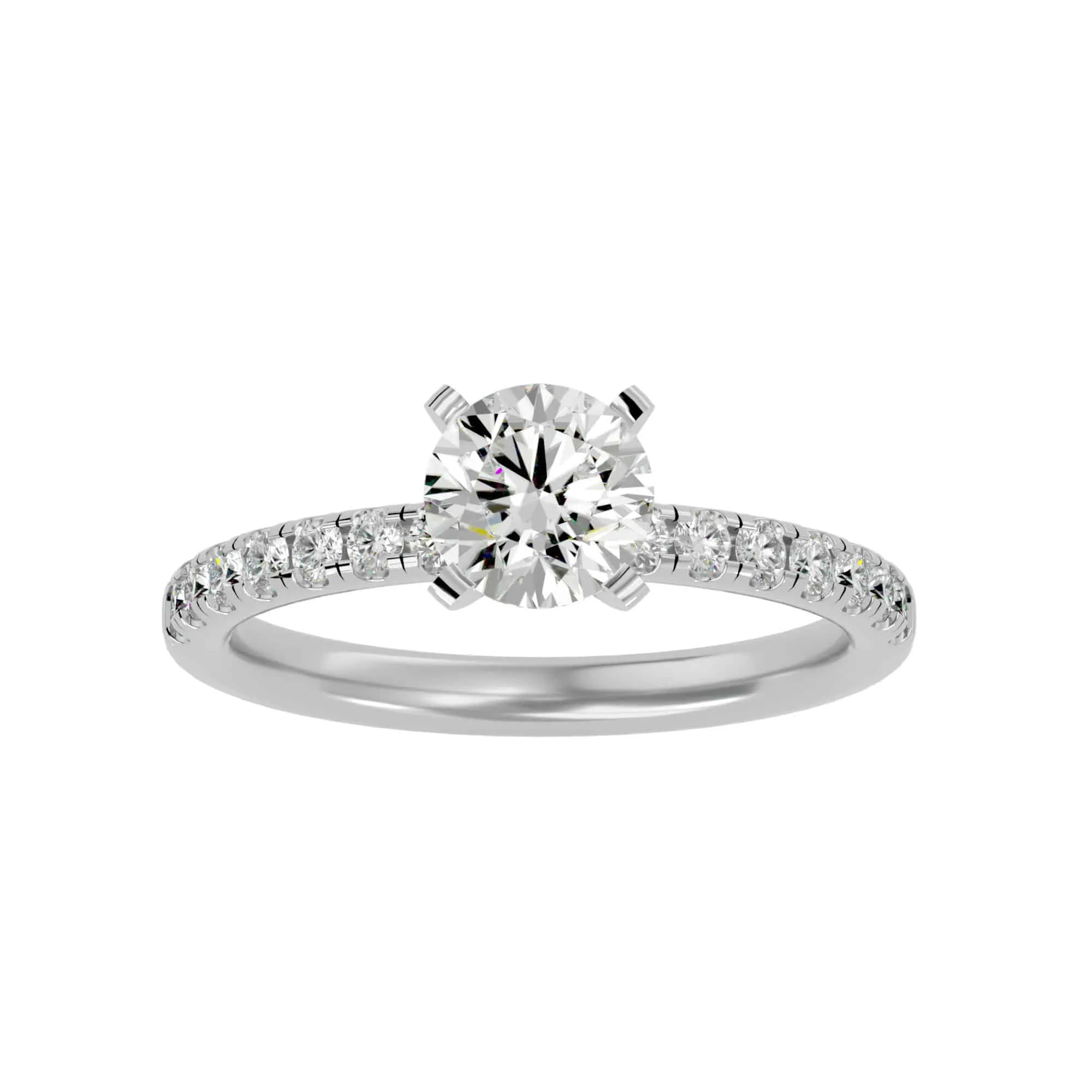 1.56ct 4 Claws Pave Engagement Ring