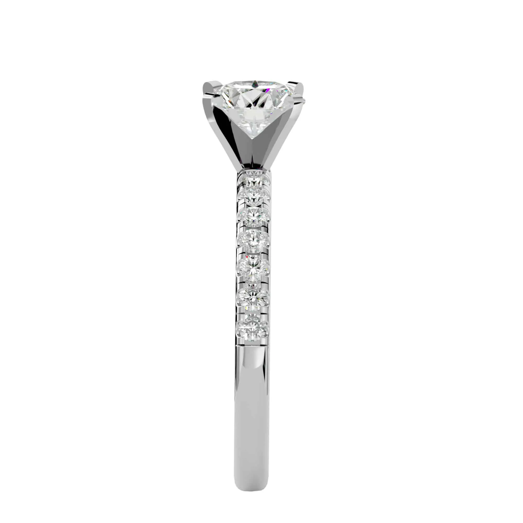 1.56ct 4 Claws Pave Engagement Ring