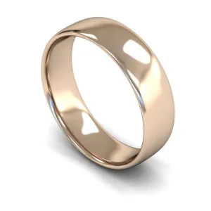18ct Rose Gold Light Weight Slight Court 6mm Wedding Ring