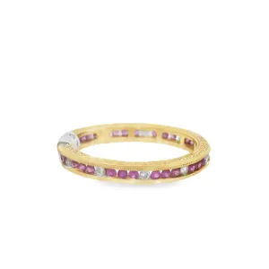 18K Yellow Gold 0.39ct Diamond and Ruby Eternity Women's Wedding Band