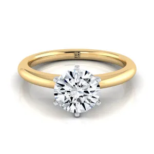 18K Yellow Gold Round Brilliant  Timeless Comfort Fit Engagement Ring