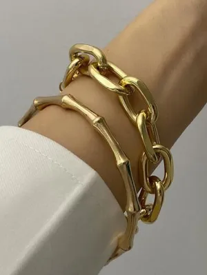 2pcs Women's Bracelet Classic Fashion Punk Personalized Alloy Bracelet Jewelry Silver / Gold For Daily Date