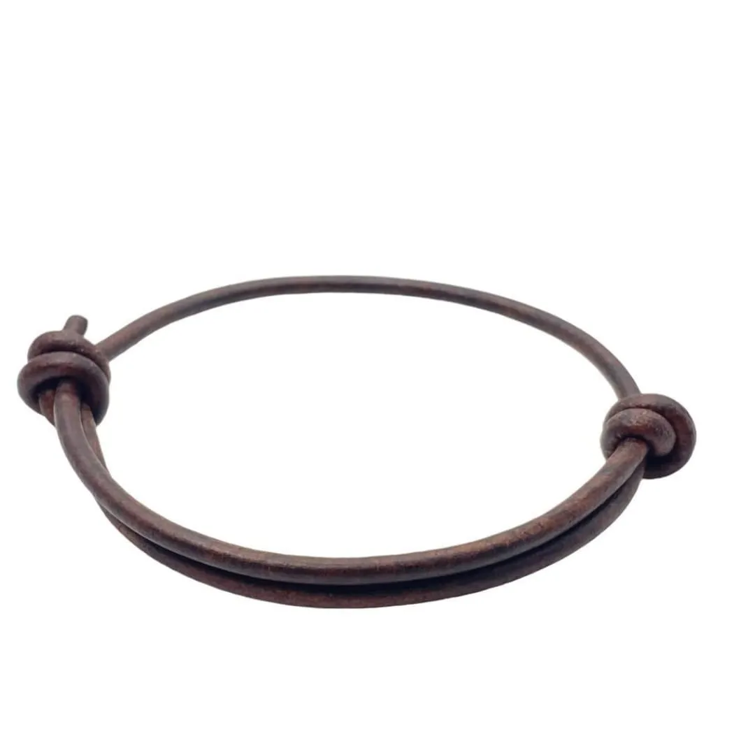 3 mm Men Genuine Leather Bracelet - Handmade Adjustable Cuff, Mens Minimalism Leather Wrap Wristband, Simple Accessories, Premium Leather, Women Gift To Boyfriend, Pulsera Hombre (Antique Brown)