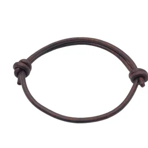 3 mm Men Genuine Leather Bracelet - Handmade Adjustable Cuff, Mens Minimalism Leather Wrap Wristband, Simple Accessories, Premium Leather, Women Gift To Boyfriend, Pulsera Hombre (Antique Brown)