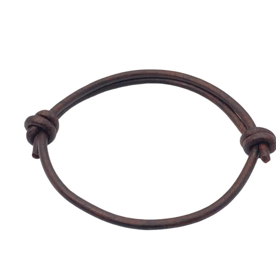 3 mm Men Genuine Leather Bracelet - Handmade Adjustable Cuff, Mens Minimalism Leather Wrap Wristband, Simple Accessories, Premium Leather, Women Gift To Boyfriend, Pulsera Hombre (Antique Brown)