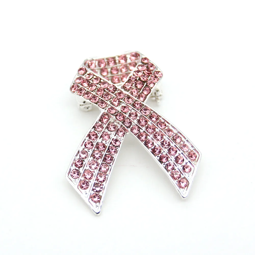 50x37mm Breast Cancer Awareness Cheer Love Pink Rhinestone Ribbon-Fashion Accessories-Holiday Gifts-Vintage Brooches-Perfect Gifts for Women
