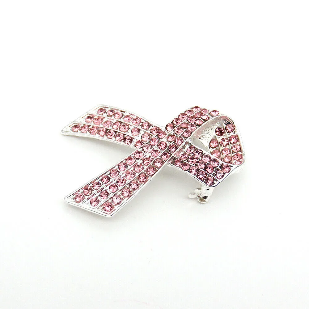 50x37mm Breast Cancer Awareness Cheer Love Pink Rhinestone Ribbon-Fashion Accessories-Holiday Gifts-Vintage Brooches-Perfect Gifts for Women
