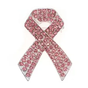 50x37mm Breast Cancer Awareness Cheer Love Pink Rhinestone Ribbon-Fashion Accessories-Holiday Gifts-Vintage Brooches-Perfect Gifts for Women