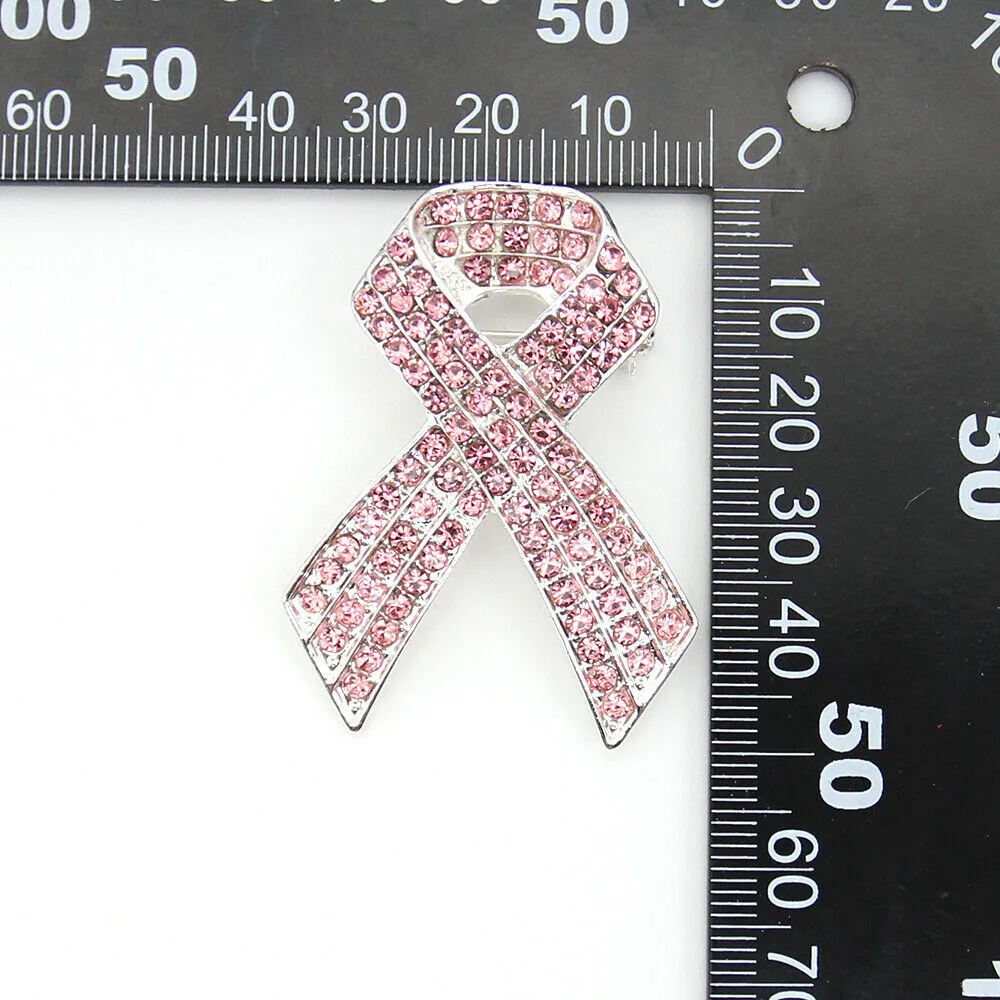 50x37mm Breast Cancer Awareness Cheer Love Pink Rhinestone Ribbon-Fashion Accessories-Holiday Gifts-Vintage Brooches-Perfect Gifts for Women
