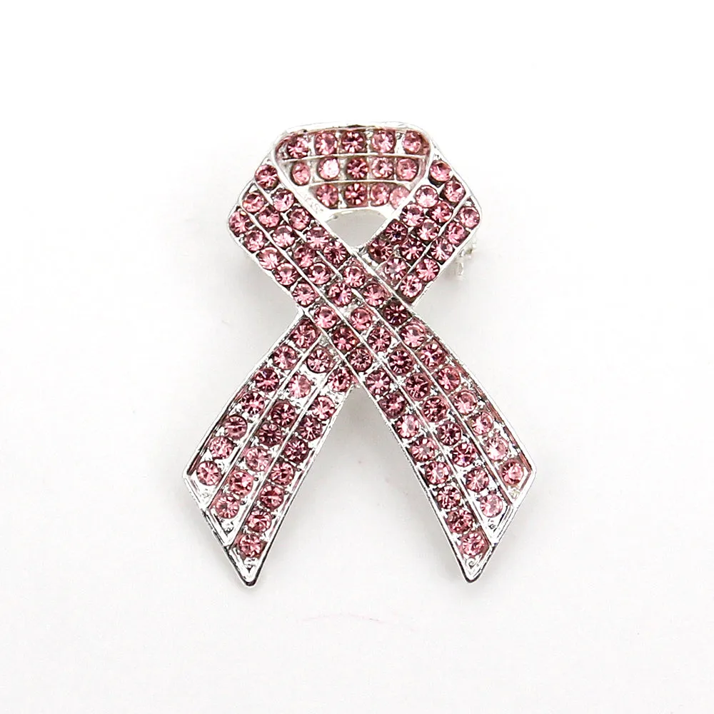 50x37mm Breast Cancer Awareness Cheer Love Pink Rhinestone Ribbon-Fashion Accessories-Holiday Gifts-Vintage Brooches-Perfect Gifts for Women