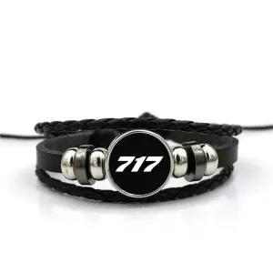 717 Flat Text Designed Leather Bracelets