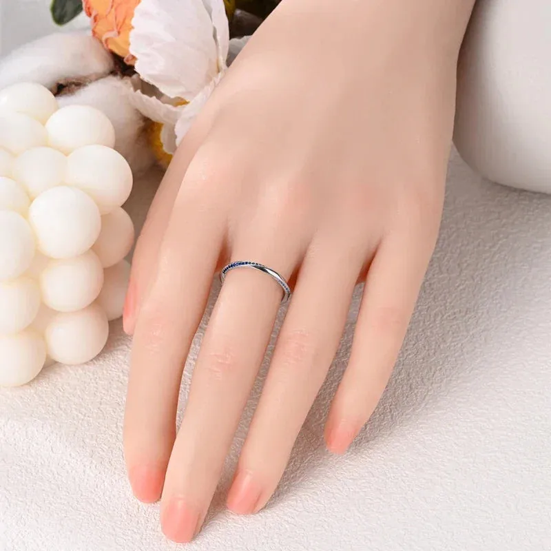 925 Sterling Silver Fate Reversing Ring Diamond Twisted Eternity Band For Women