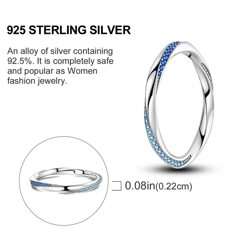 925 Sterling Silver Fate Reversing Ring Diamond Twisted Eternity Band For Women
