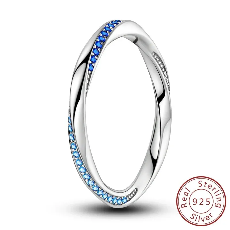 925 Sterling Silver Fate Reversing Ring Diamond Twisted Eternity Band For Women