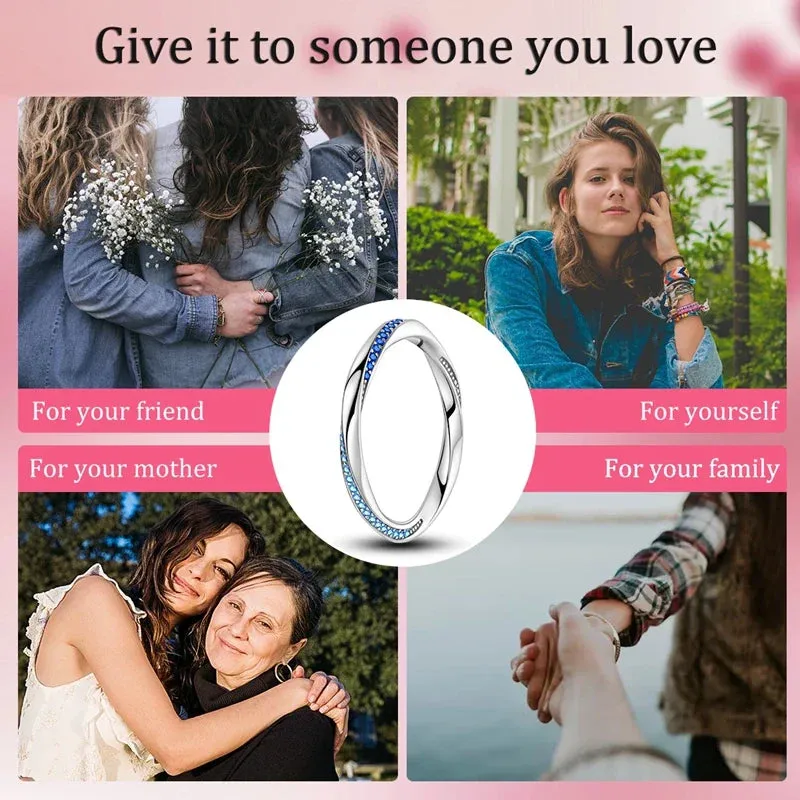 925 Sterling Silver Fate Reversing Ring Diamond Twisted Eternity Band For Women