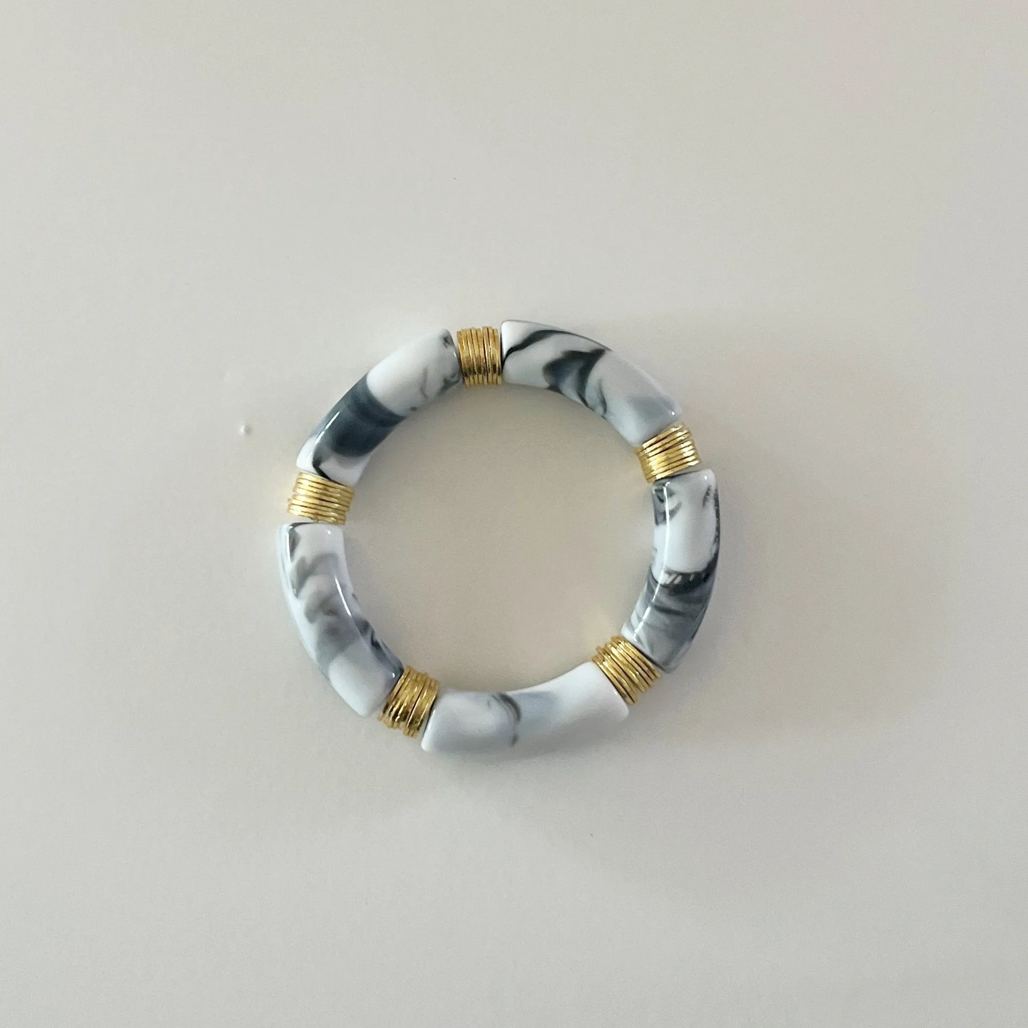 Acrylic   Gold Bamboo Bracelet: Marble   Gold