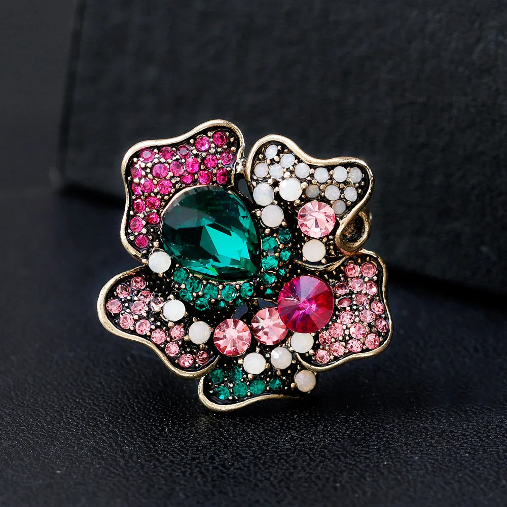 Alloy Rhinestone Rose Brooch-Fashion Accessories-Holiday Gifts-Retro Brooches-Perfect Gifts for Women