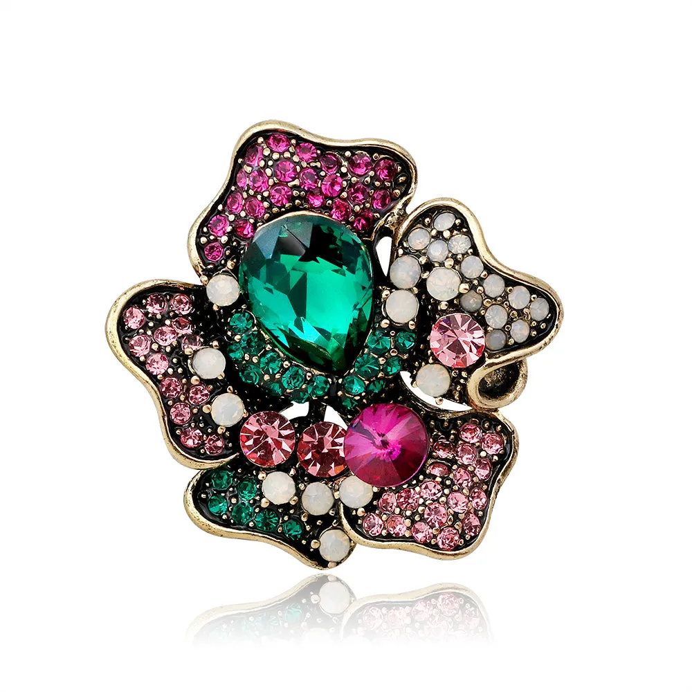 Alloy Rhinestone Rose Brooch-Fashion Accessories-Holiday Gifts-Retro Brooches-Perfect Gifts for Women