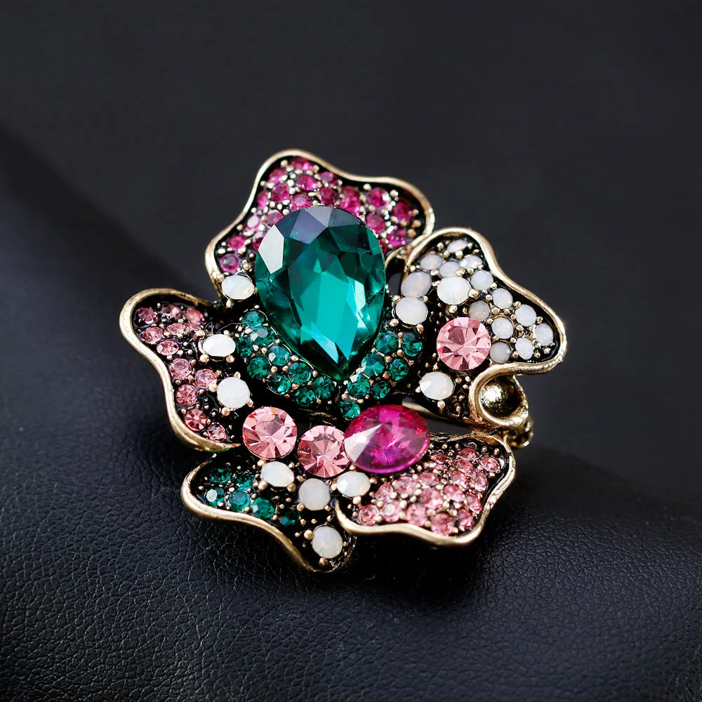 Alloy Rhinestone Rose Brooch-Fashion Accessories-Holiday Gifts-Retro Brooches-Perfect Gifts for Women