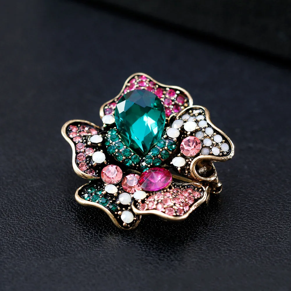 Alloy Rhinestone Rose Brooch-Fashion Accessories-Holiday Gifts-Retro Brooches-Perfect Gifts for Women