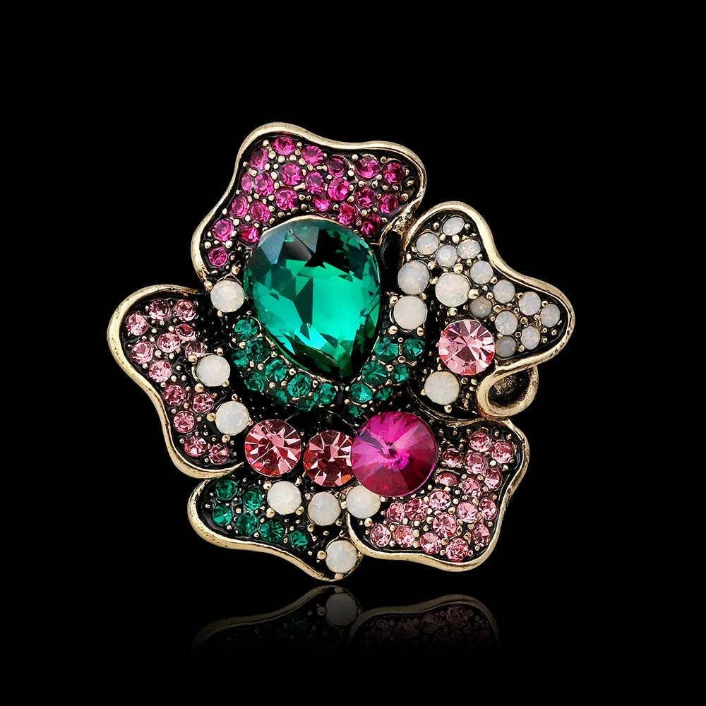 Alloy Rhinestone Rose Brooch-Fashion Accessories-Holiday Gifts-Retro Brooches-Perfect Gifts for Women