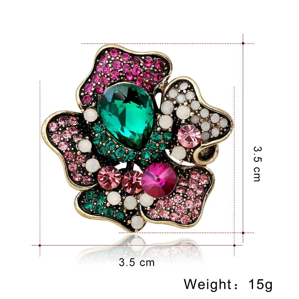 Alloy Rhinestone Rose Brooch-Fashion Accessories-Holiday Gifts-Retro Brooches-Perfect Gifts for Women