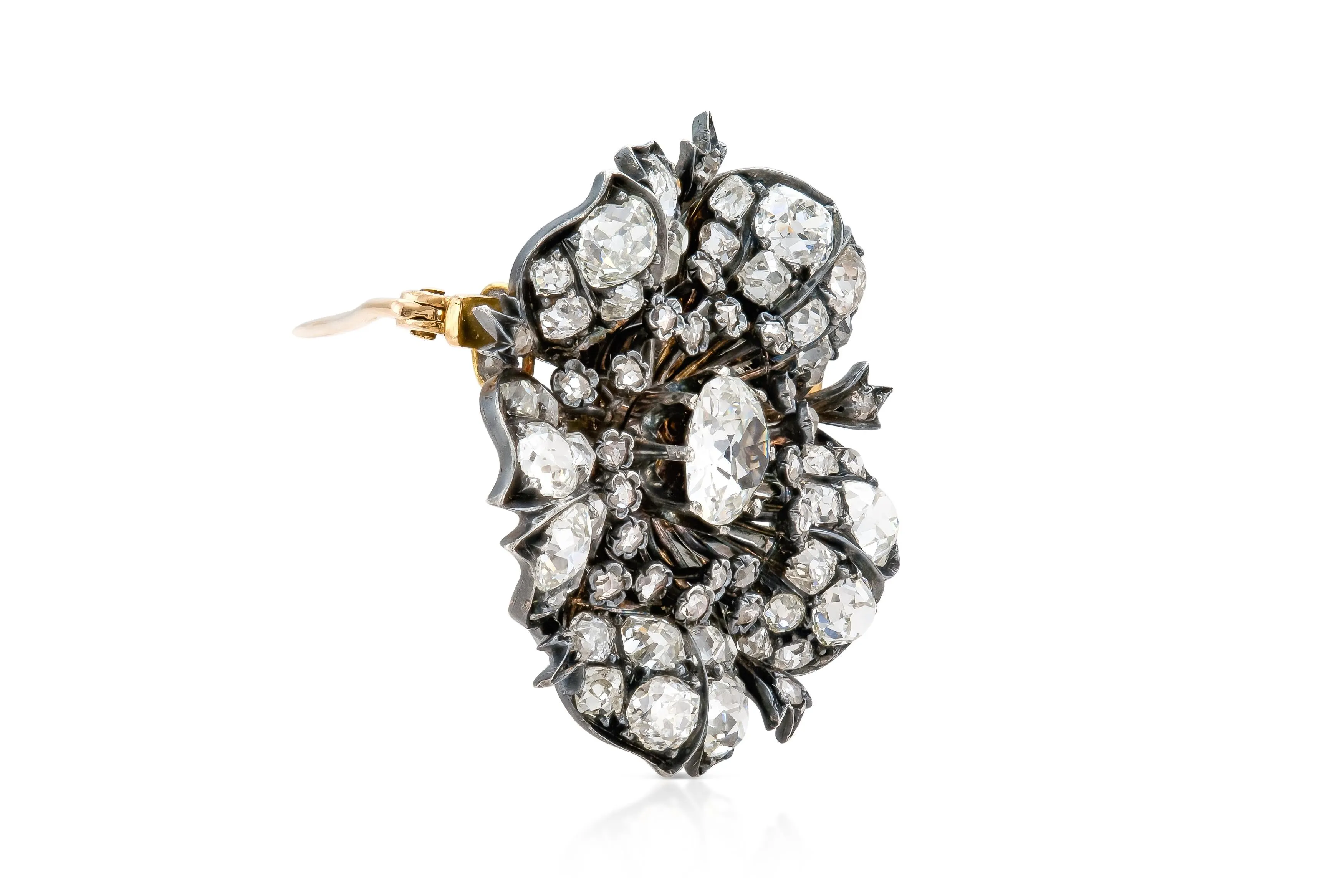 Antique Victorian 7.60 Carat Diamond Flower Brooch