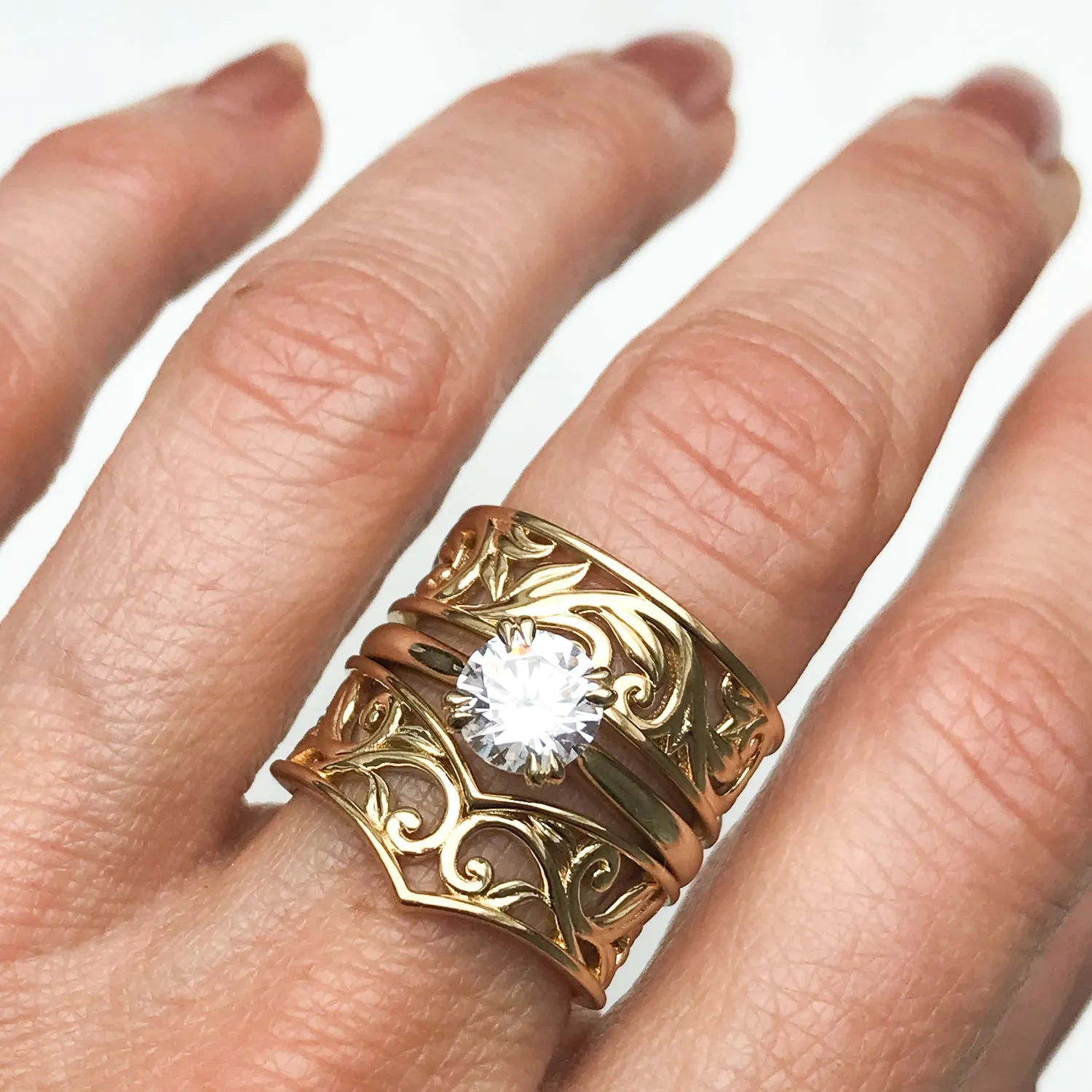Artisan Filigree Ethical Gold Wishbone Jacket Ring