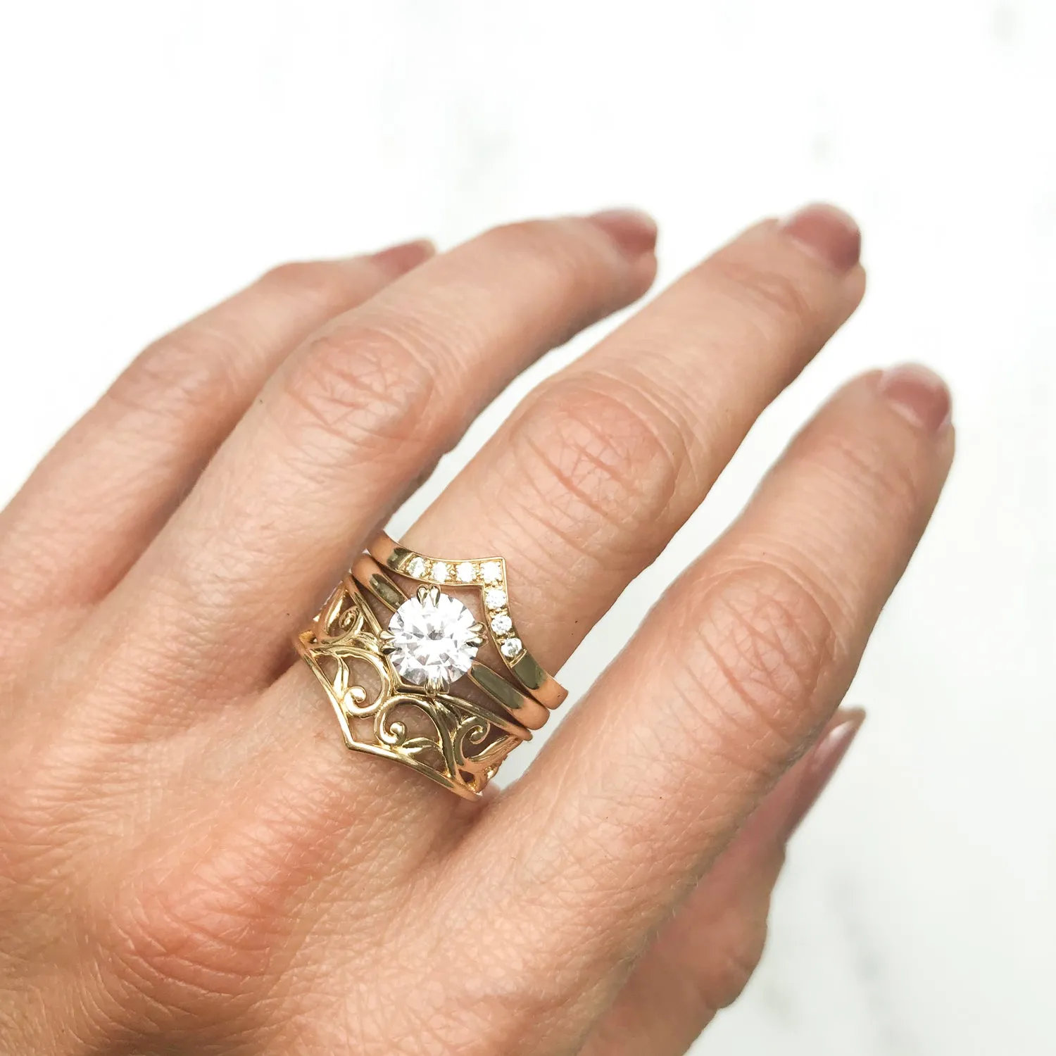 Artisan Filigree Ethical Gold Wishbone Jacket Ring