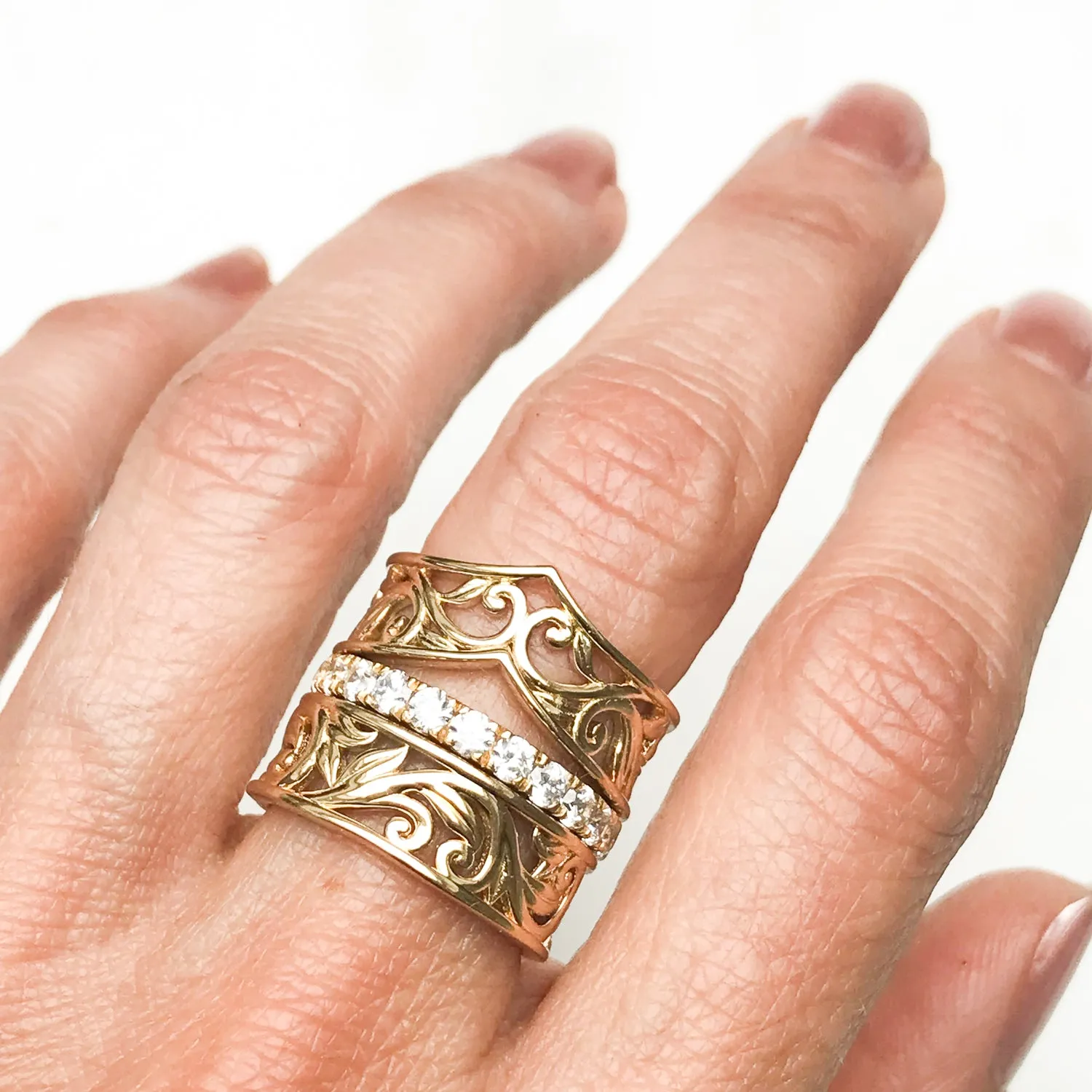 Artisan Filigree Ethical Gold Wishbone Jacket Ring