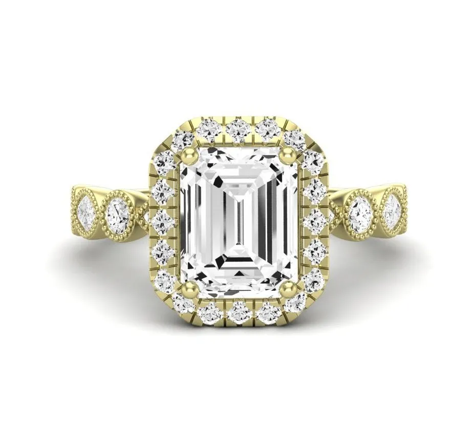 Aubretia - Emerald Lab Diamond Engagement Ring (IGI Certified)