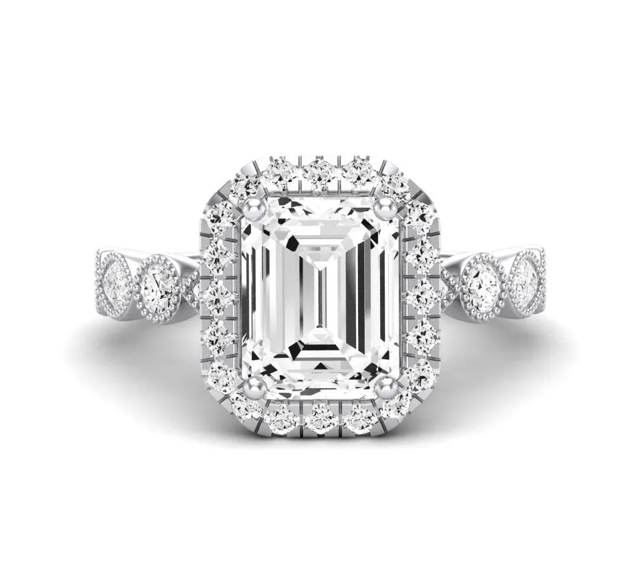 Aubretia - Emerald Lab Diamond Engagement Ring (IGI Certified)