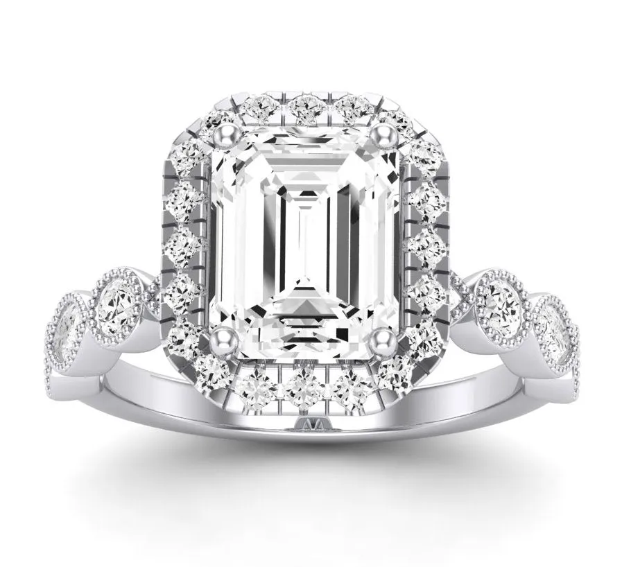 Aubretia - Emerald Lab Diamond Engagement Ring (IGI Certified)