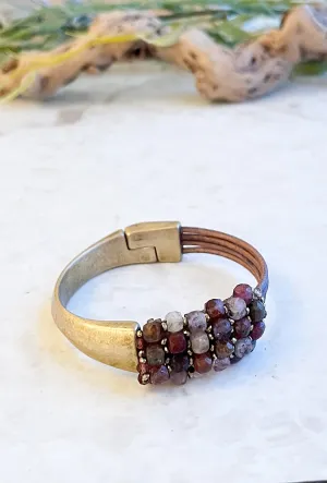 Autumn Spinel Gemstone Cuff Bracelet