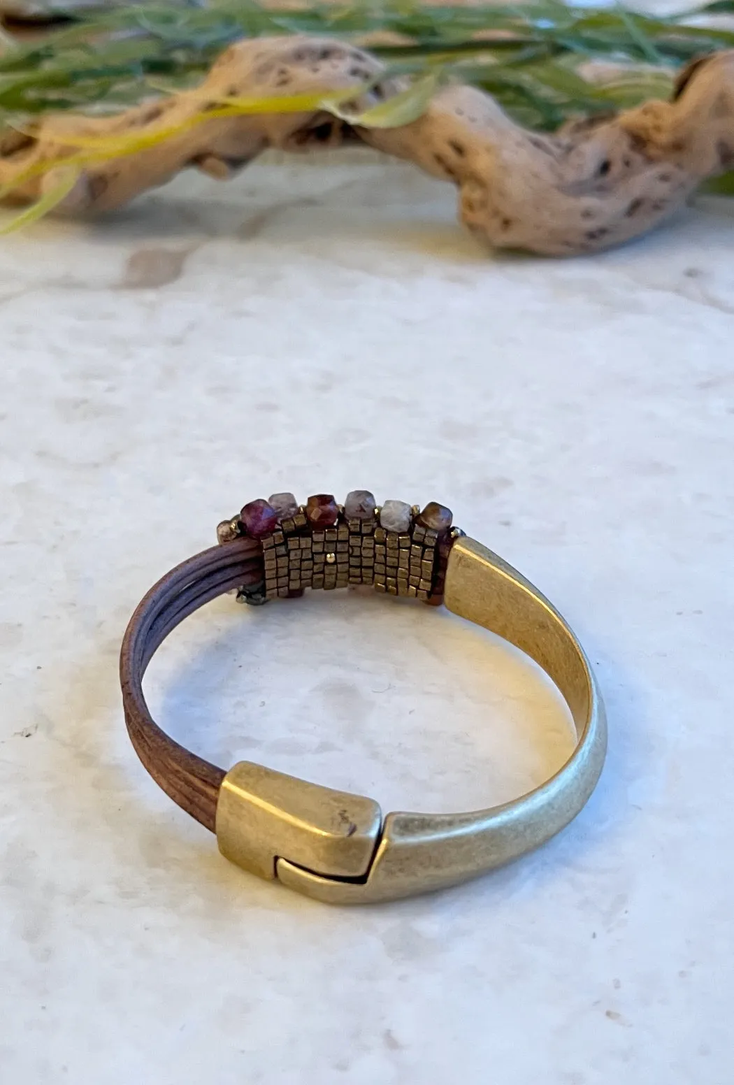 Autumn Spinel Gemstone Cuff Bracelet