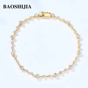 BAOSHIJIA Solid 18k Yellow/White Gold Fashion Natural Diamonds Bracelet for Women Luxury Genuine Custom Jewelry Stylish