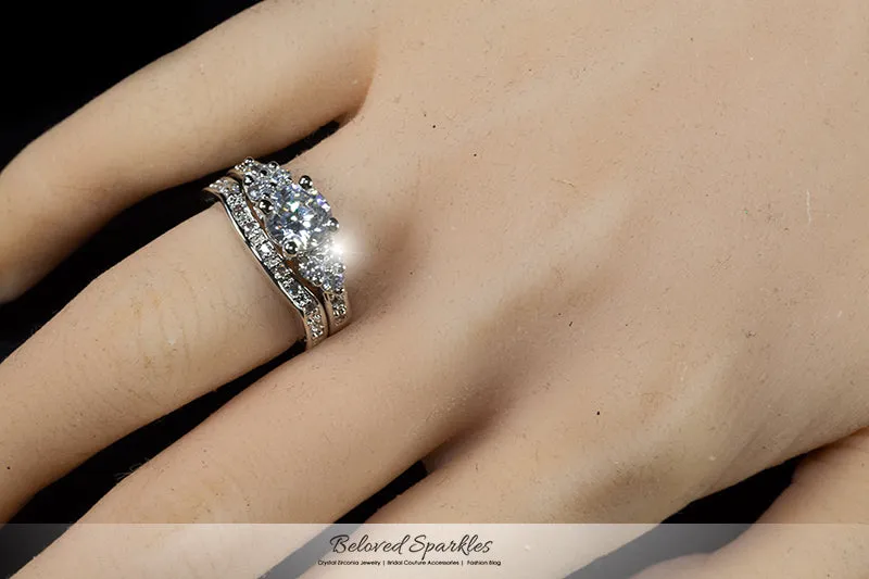Bella 1ct Round Triplet Stone Engagement Ring Set | 4ct