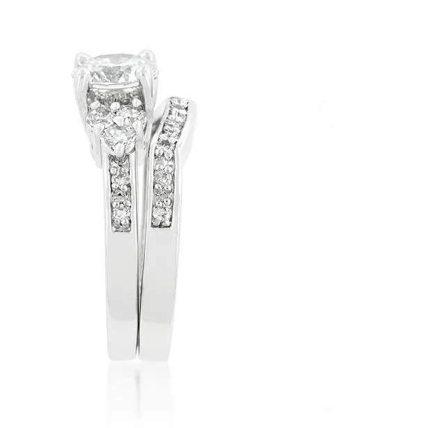 Bella 1ct Round Triplet Stone Engagement Ring Set | 4ct