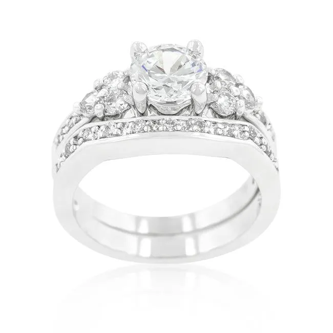 Bella 1ct Round Triplet Stone Engagement Ring Set | 4ct