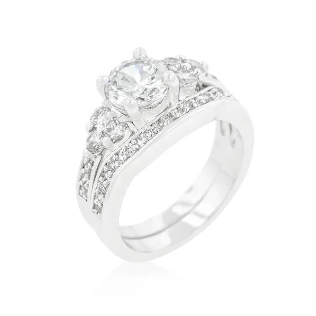 Bella 1ct Round Triplet Stone Engagement Ring Set | 4ct