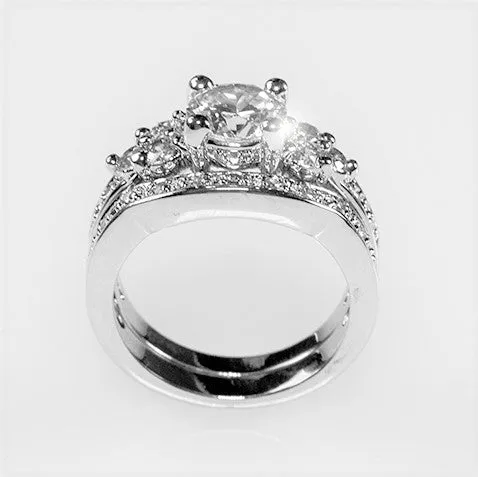 Bella 1ct Round Triplet Stone Engagement Ring Set | 4ct