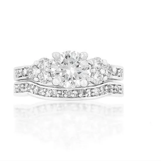 Bella 1ct Round Triplet Stone Engagement Ring Set | 4ct