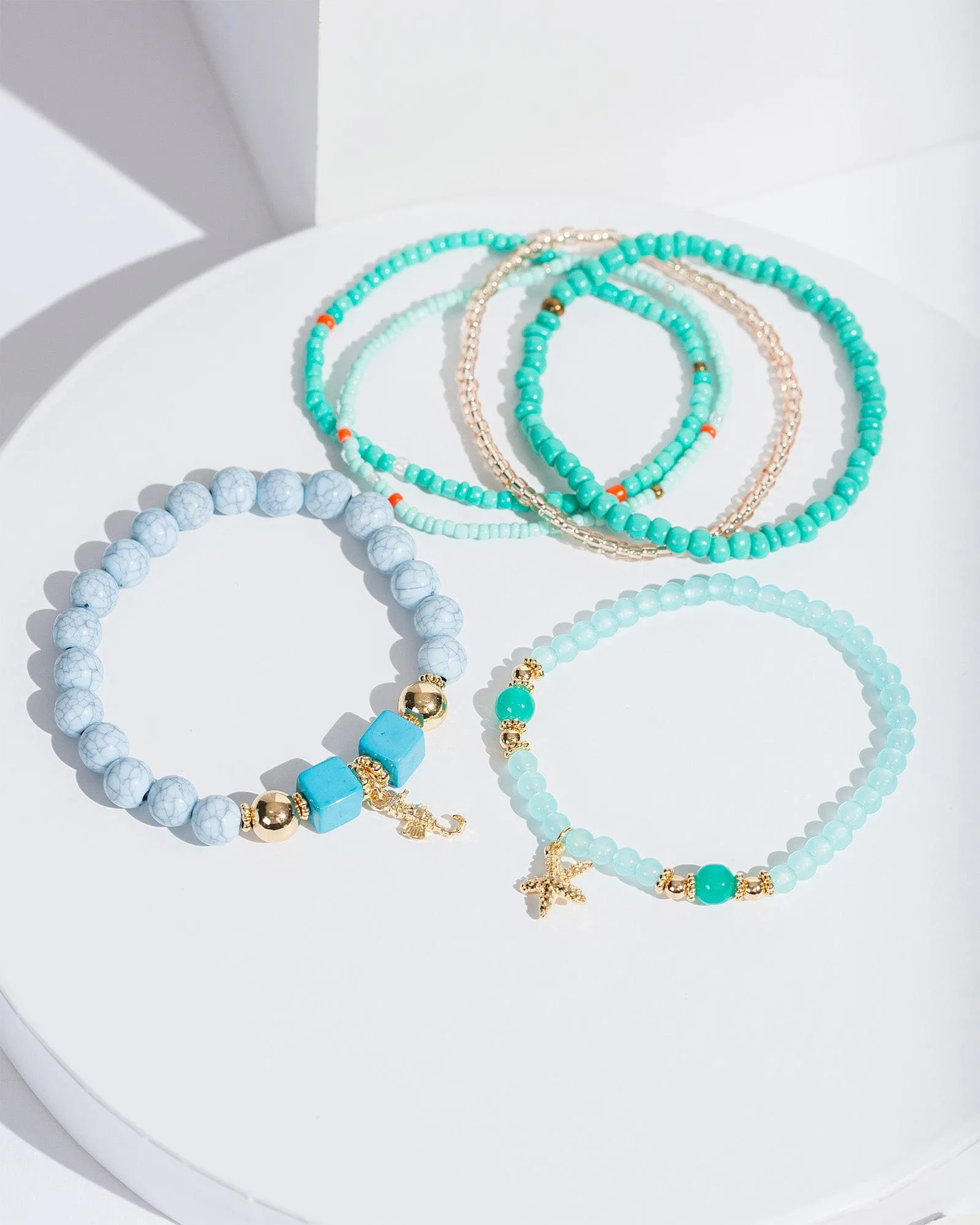 Blue Beaded Cluster Bracelet Pack
