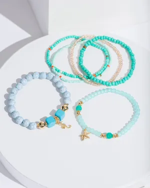 Blue Beaded Cluster Bracelet Pack