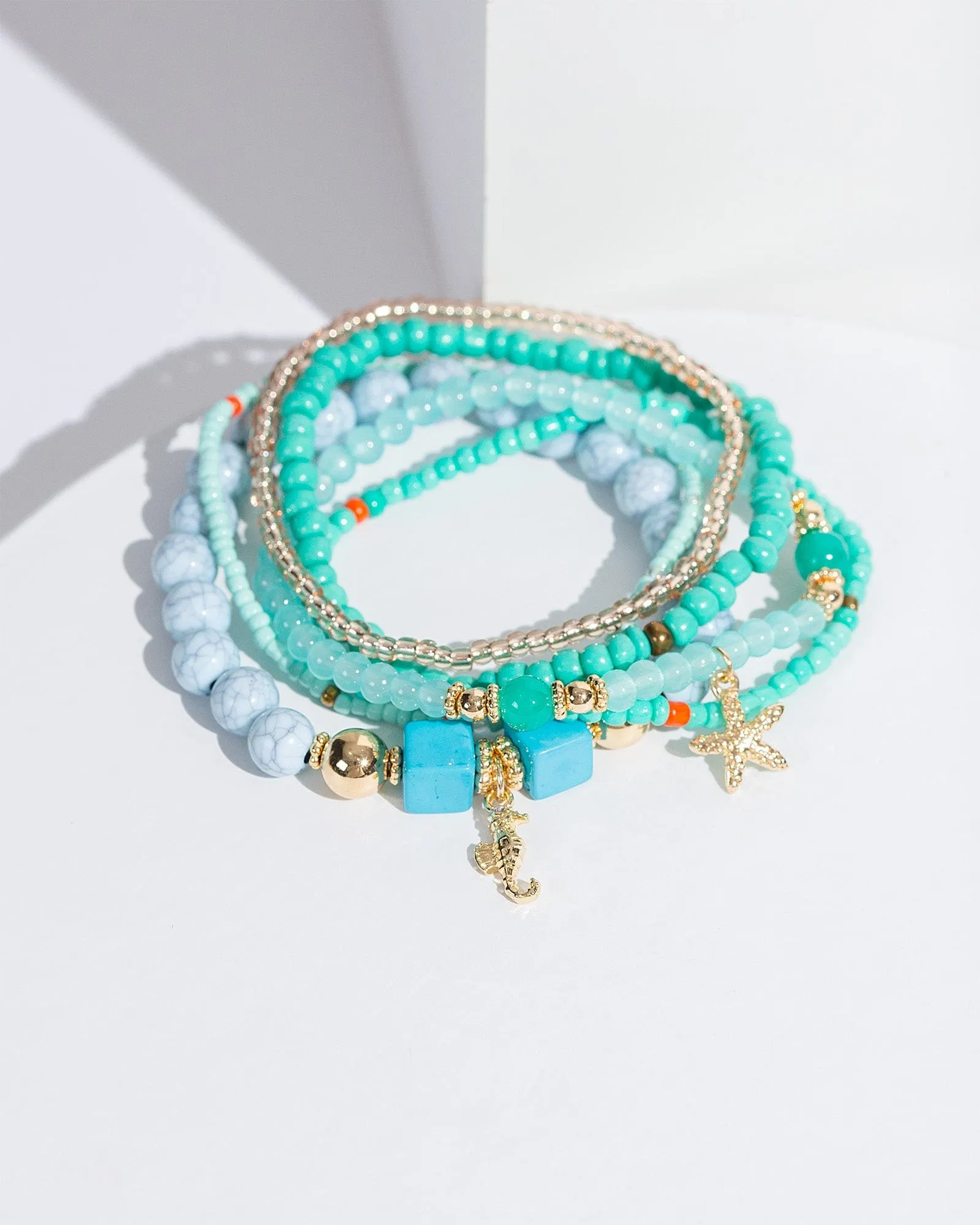 Blue Beaded Cluster Bracelet Pack