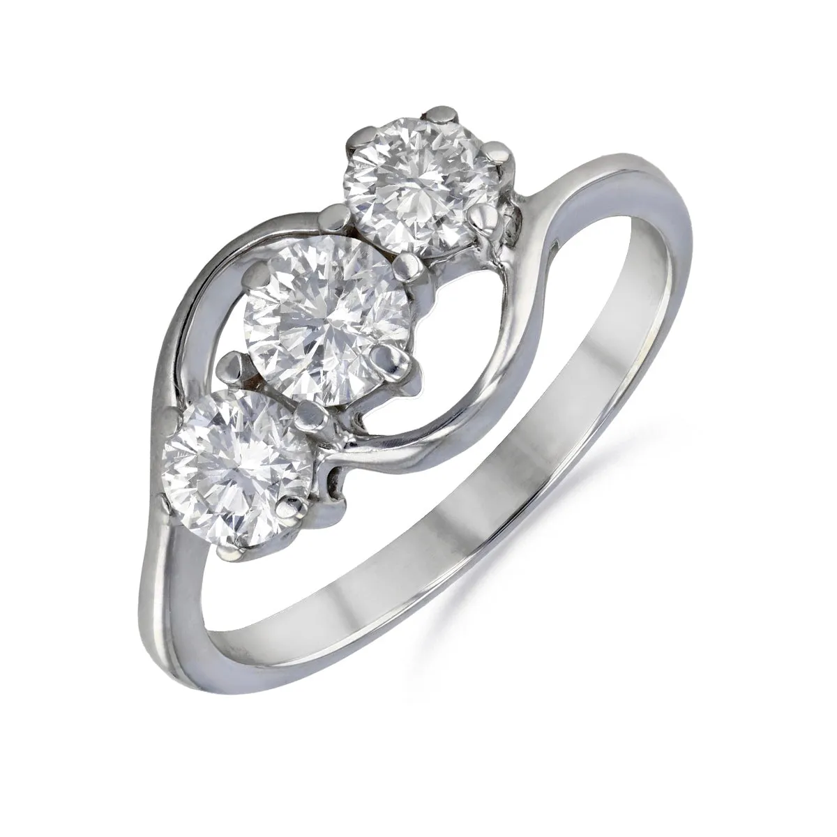 Brilliant Round Cut Diamond and Twist Ring | Pre-Loved | 18K White Gold