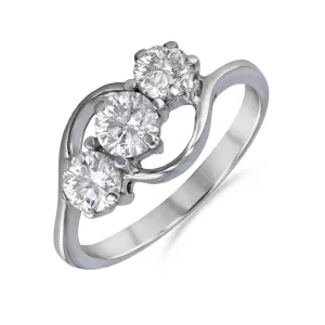Brilliant Round Cut Diamond and Twist Ring | Pre-Loved | 18K White Gold